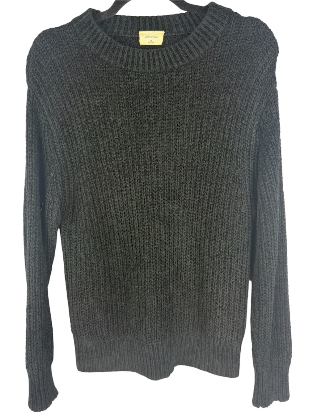 Wilfred Free Aritzia Black Chenille Chunky Knit Crewneck Sweater 2XS
